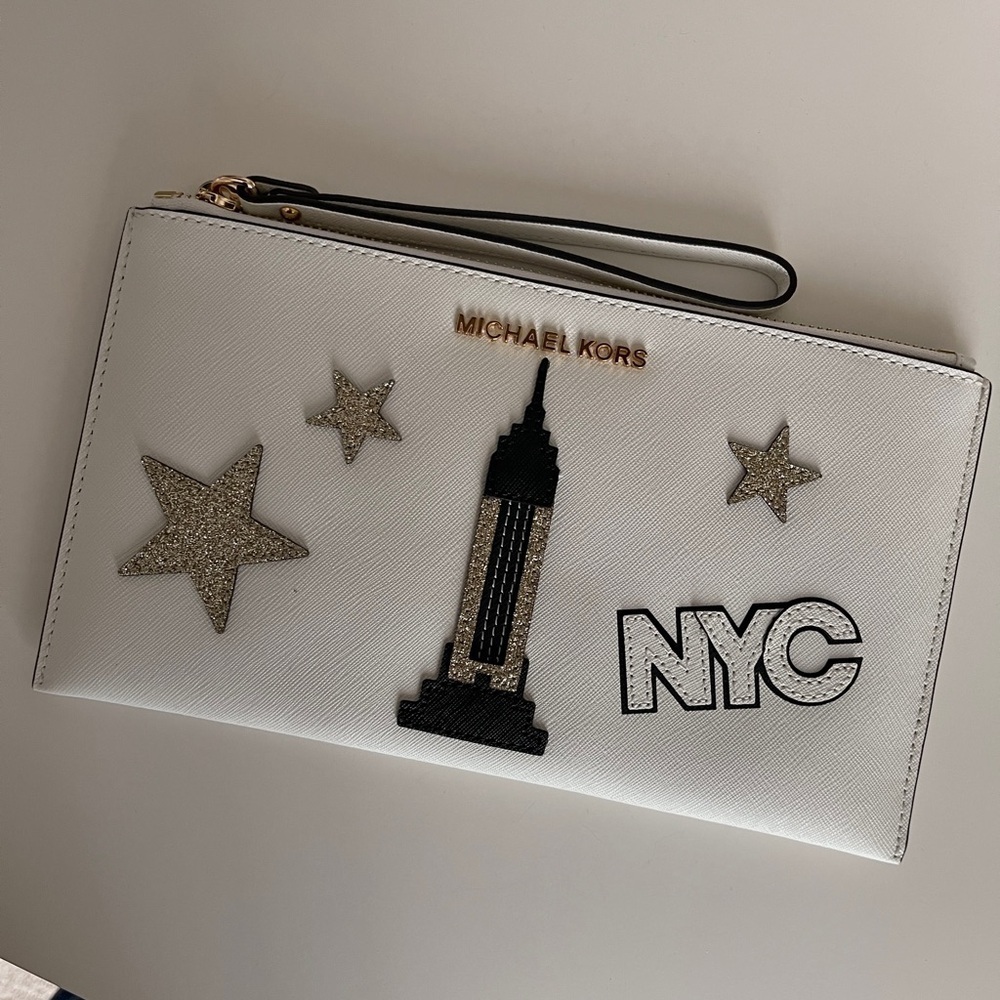 Michael‎ Kors Gold and White Clutch